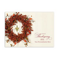Berry Wreath Thanksgiving Card - Gold Lined Ecru Fastick  Envelope